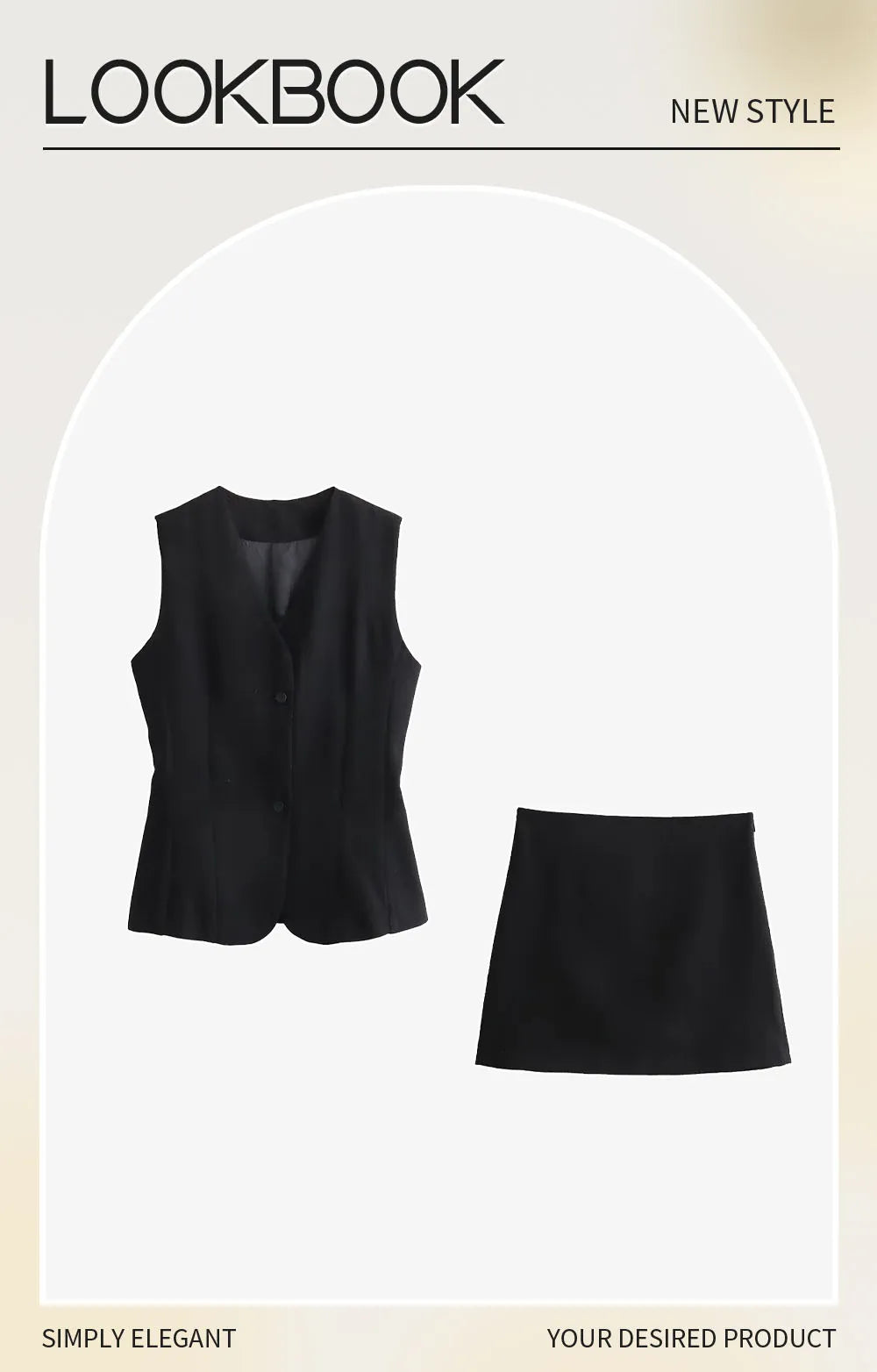 Button Decorated Slim Fit Tank Top with High Waist A-line Short Skirt Set for Women Spring Summer Casual Chic