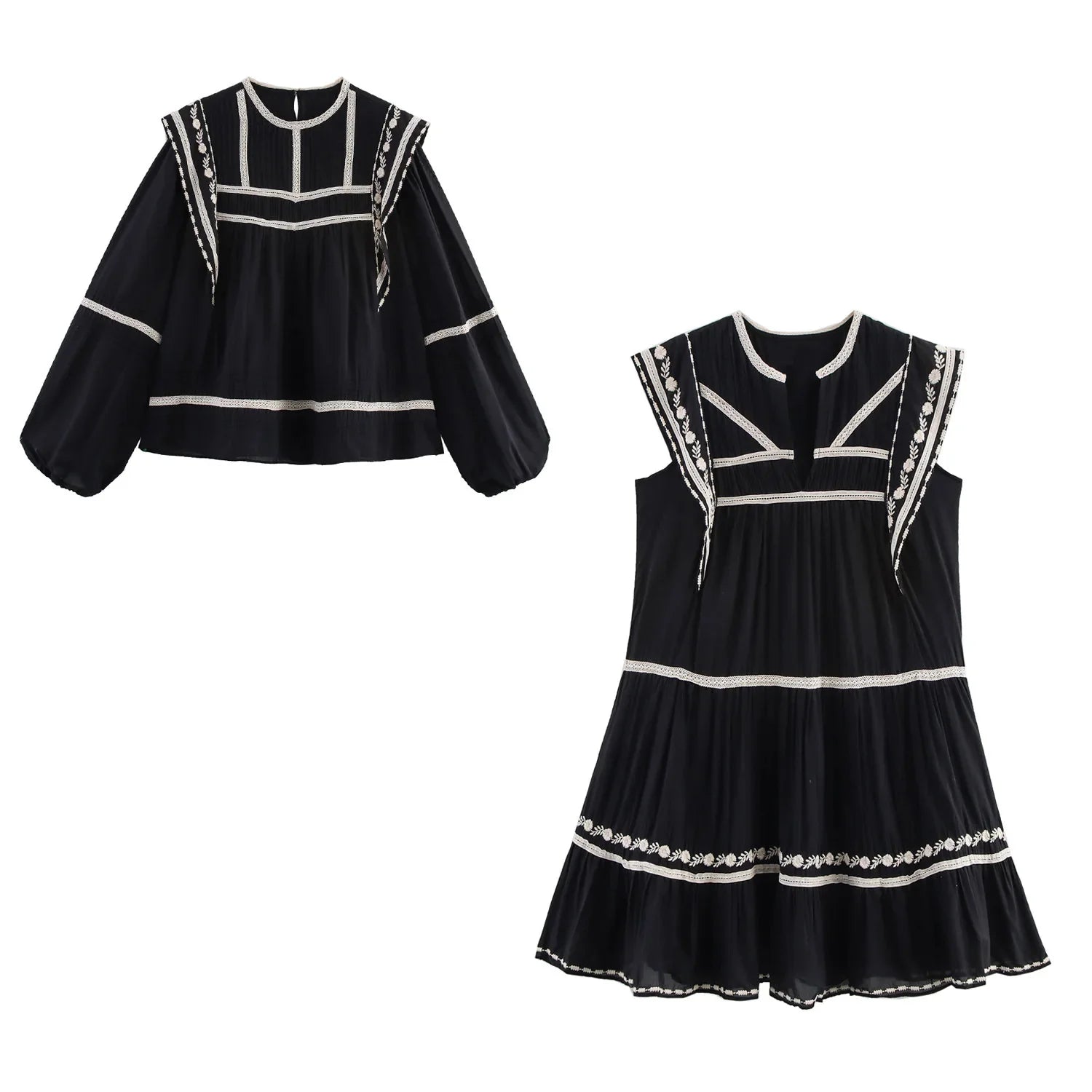 Women's Retro Casual Shirt with Contrasting Color Embroidery Elegant Spring Dress with Slim Fit and Timeless Temperament