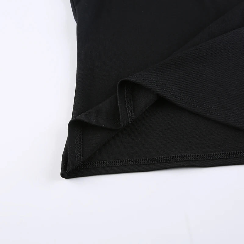 Sweet Y2K Contrast Lace Patchwork Square Collar Black T-Shirt for Women Short Sleeve Basic Balletcore Cute Summer Top