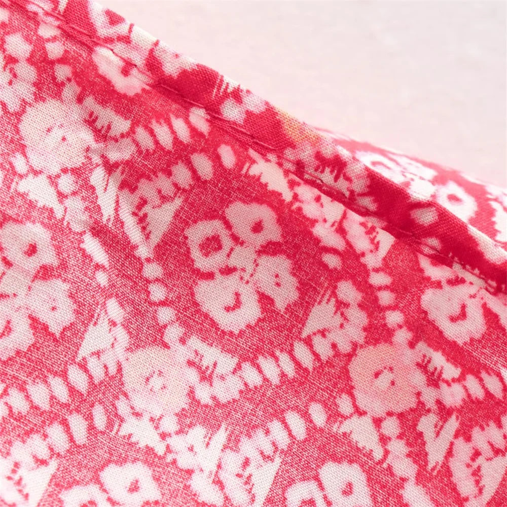 Women's Casual Loose V-Neck Long Sleeve Floral Printed Shirt and Printed Half Skirt Set Stylish Summer Outfit for Office and Leisure