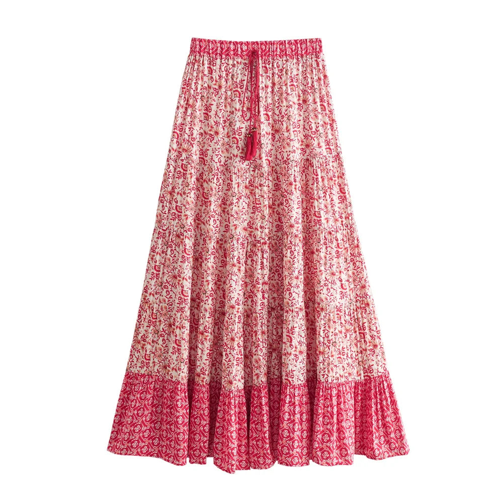 Women's Casual Loose V-Neck Long Sleeve Floral Printed Shirt and Printed Half Skirt Set Stylish Summer Outfit for Office and Leisure