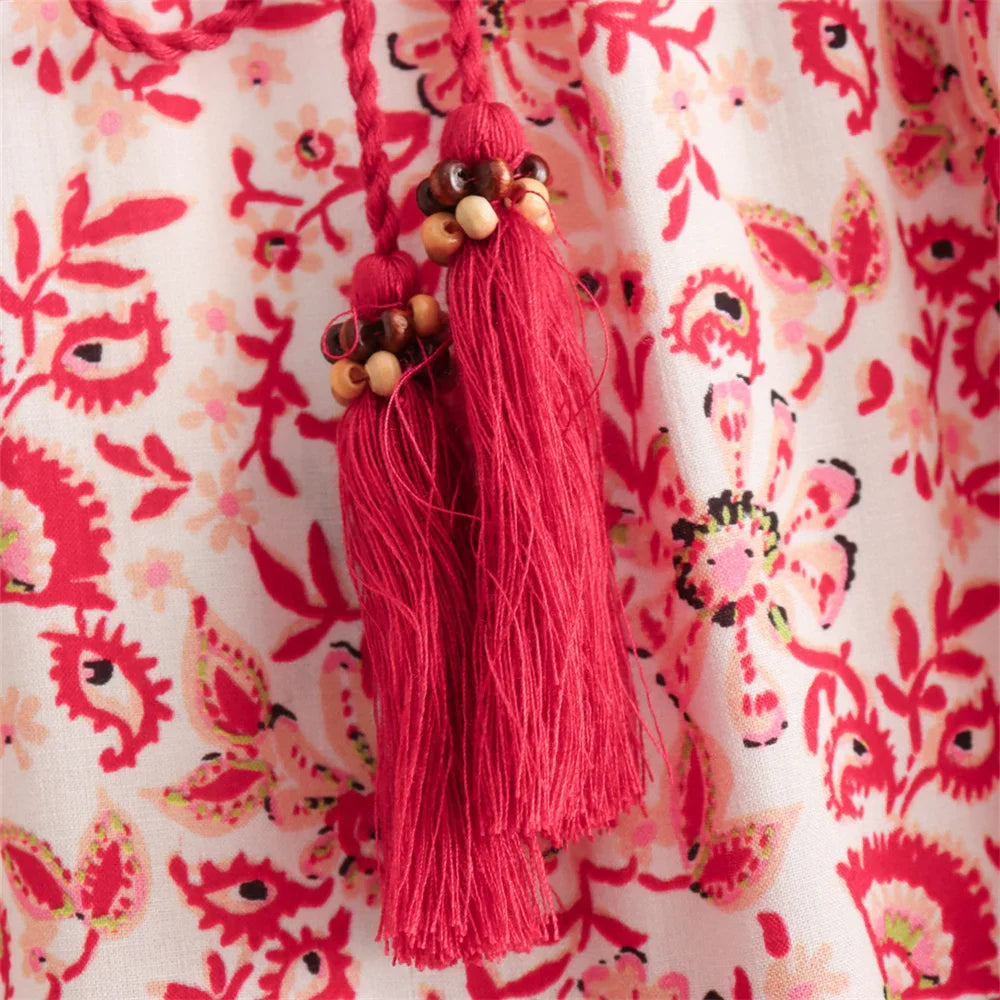 Women's Casual Loose V-Neck Long Sleeve Floral Printed Shirt and Printed Half Skirt Set Stylish Summer Outfit for Office and Leisure