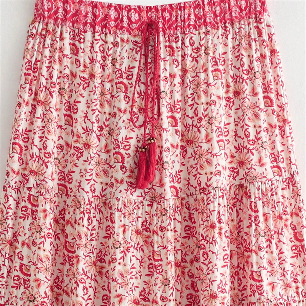 Women's Casual Loose V-Neck Long Sleeve Floral Printed Shirt and Printed Half Skirt Set Stylish Summer Outfit for Office and Leisure