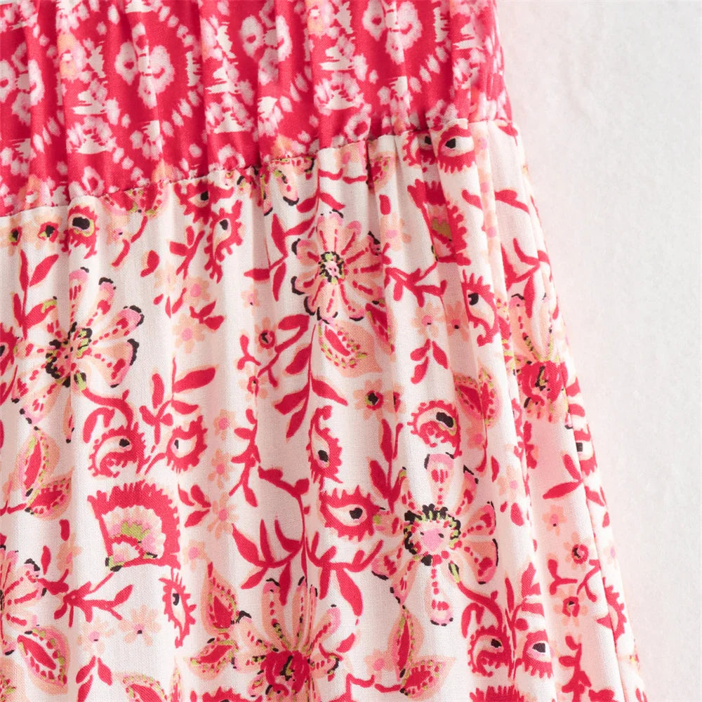 Women's Casual Loose V-Neck Long Sleeve Floral Printed Shirt and Printed Half Skirt Set Stylish Summer Outfit for Office and Leisure