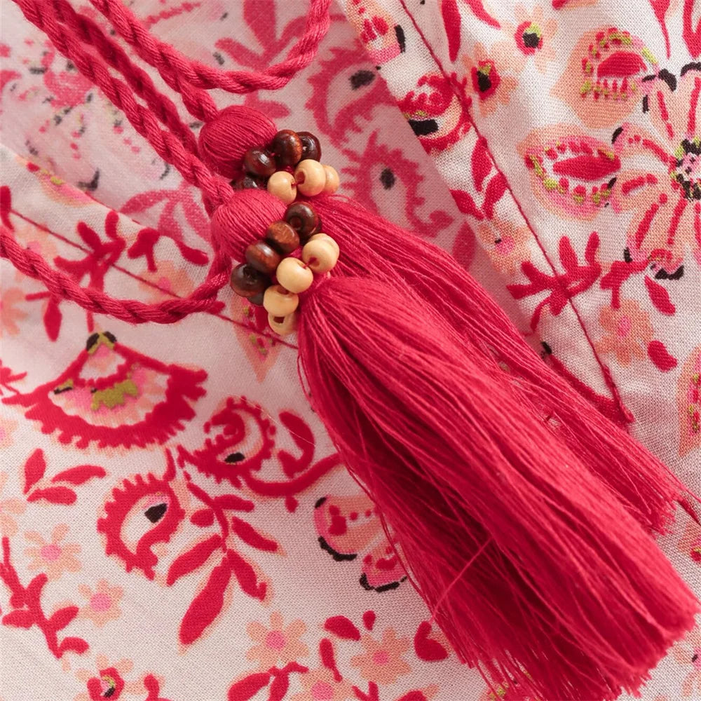 Women's Casual Loose V-Neck Long Sleeve Floral Printed Shirt and Printed Half Skirt Set Stylish Summer Outfit for Office and Leisure