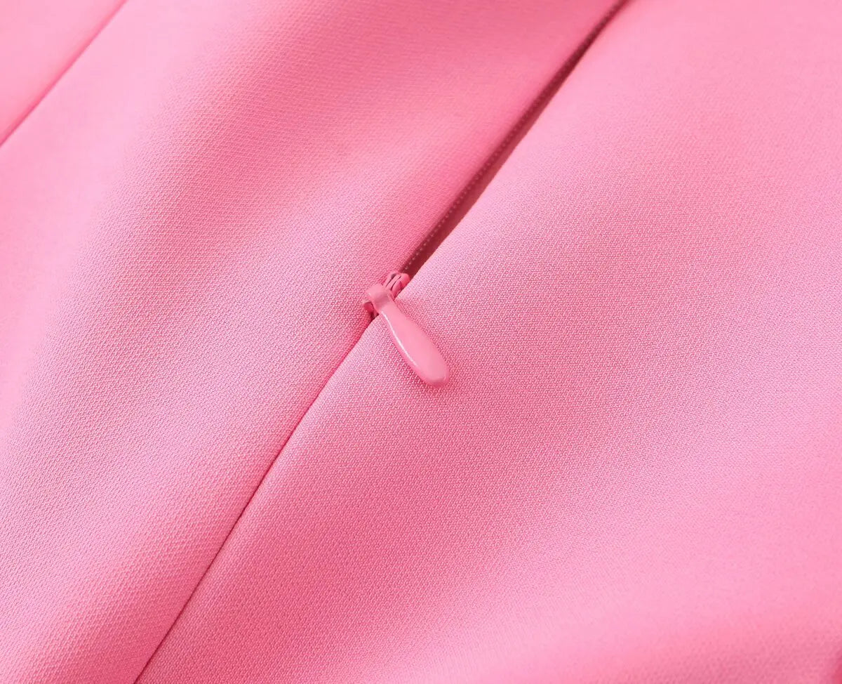 Elegant Ladies Pink Spaghetti Strap Dress with Slim Fit and A-Line Silhouette for Summer Parties and Casual Wear