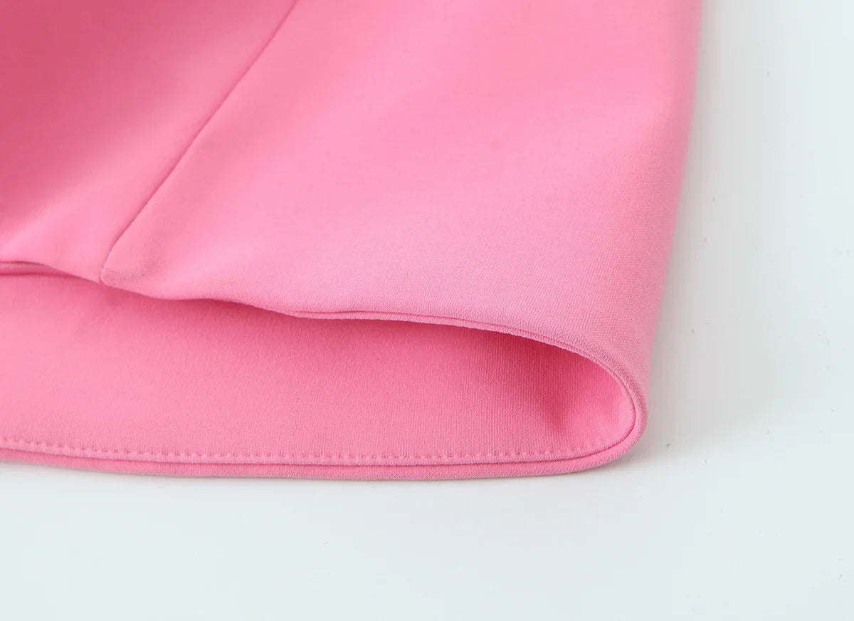 Elegant Ladies Pink Spaghetti Strap Dress with Slim Fit and A-Line Silhouette for Summer Parties and Casual Wear