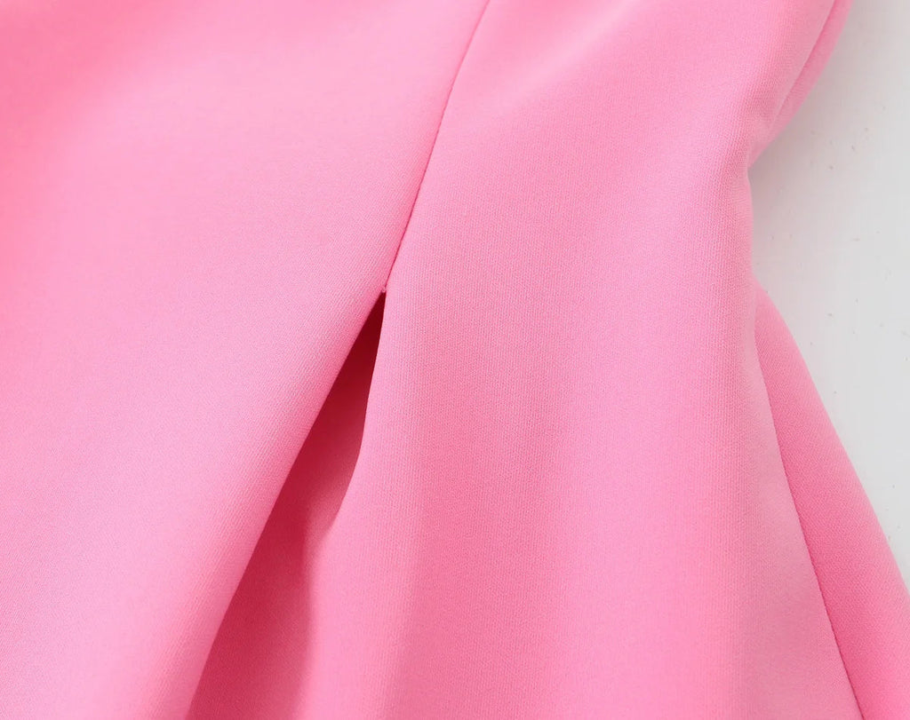 Elegant Ladies Pink Spaghetti Strap Dress with Slim Fit and A-Line Silhouette for Summer Parties and Casual Wear