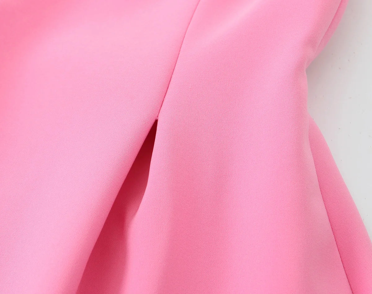 Elegant Ladies Pink Spaghetti Strap Dress with Slim Fit and A-Line Silhouette for Summer Parties and Casual Wear