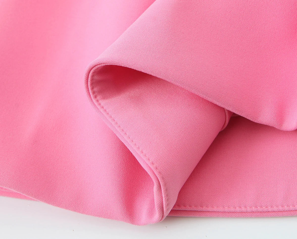 Elegant Ladies Pink Spaghetti Strap Dress with Slim Fit and A-Line Silhouette for Summer Parties and Casual Wear