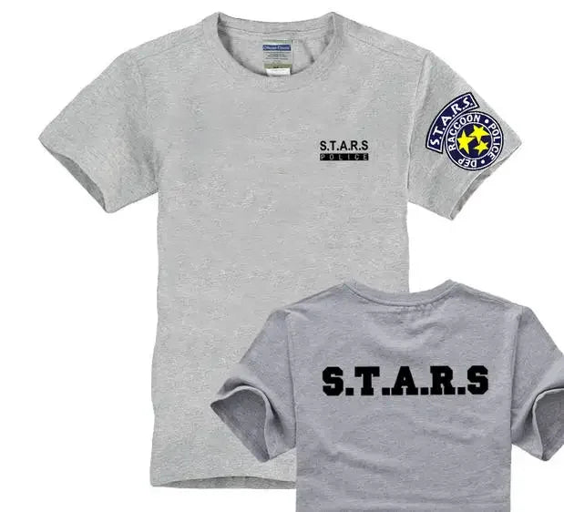 Biohazard Resident Evil Squad Printed Cotton Short Sleeve T-Shirt Crewneck STARS Graphic Tee for Men and Women Harajuku Y2K Style