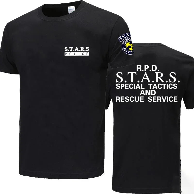 Biohazard Resident Evil Squad Printed Cotton Short Sleeve T-Shirt Crewneck STARS Graphic Tee for Men and Women Harajuku Y2K Style