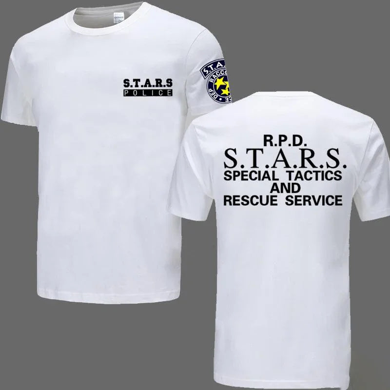 Biohazard Resident Evil Squad Printed Cotton Short Sleeve T-Shirt Crewneck STARS Graphic Tee for Men and Women Harajuku Y2K Style