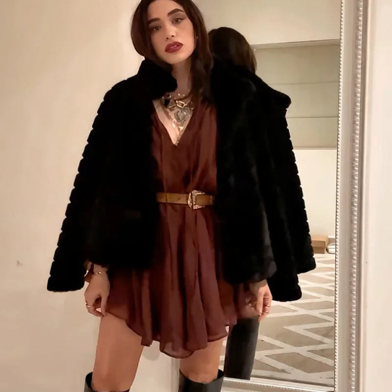 Elegant Ruffle Long Sleeve Mini Dress with Tie Waist and Pleated Details for Summer Party and Casual Wear