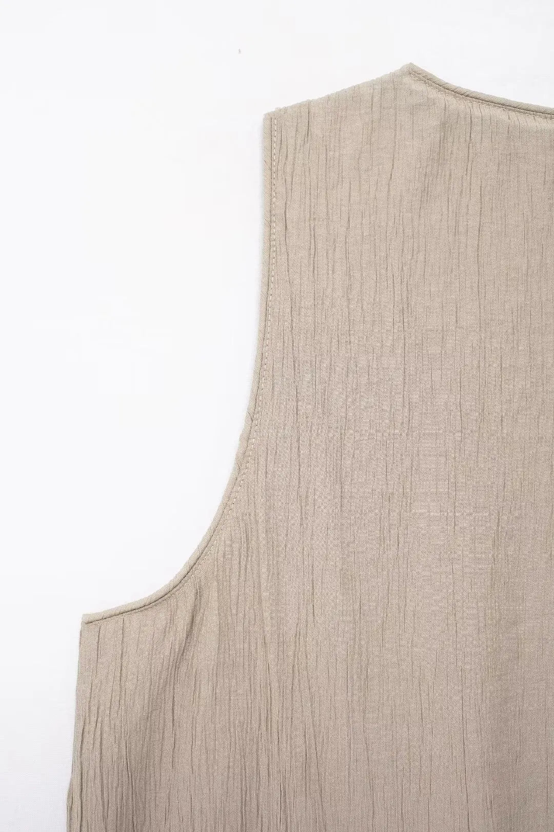 Women's Brown V-Neck Sleeveless Lace-Up Cardigan Slim Vest and A-Line Casual Loose Skirt Two-Piece Set for Summer Holiday