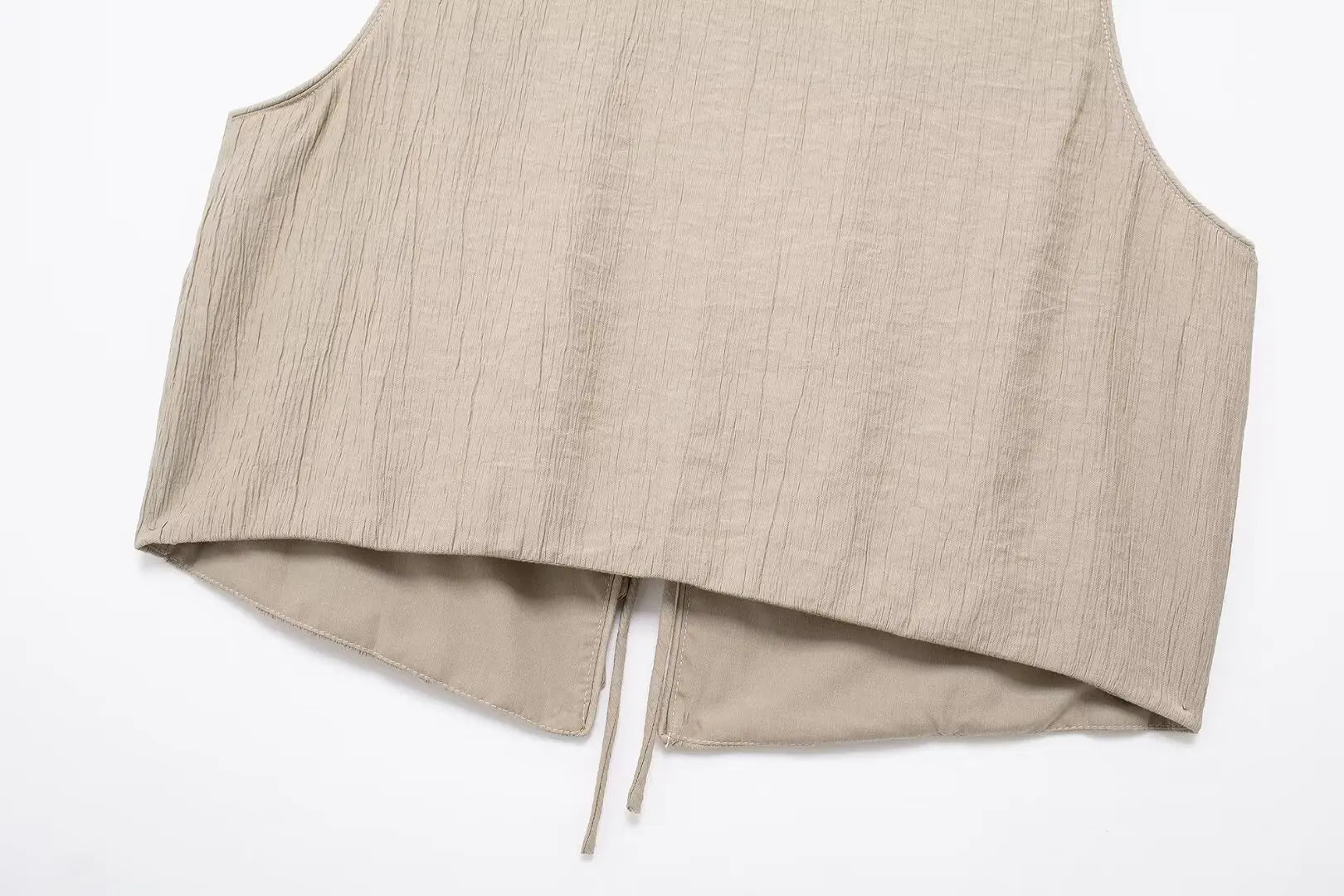 Women's Brown V-Neck Sleeveless Lace-Up Cardigan Slim Vest and A-Line Casual Loose Skirt Two-Piece Set for Summer Holiday