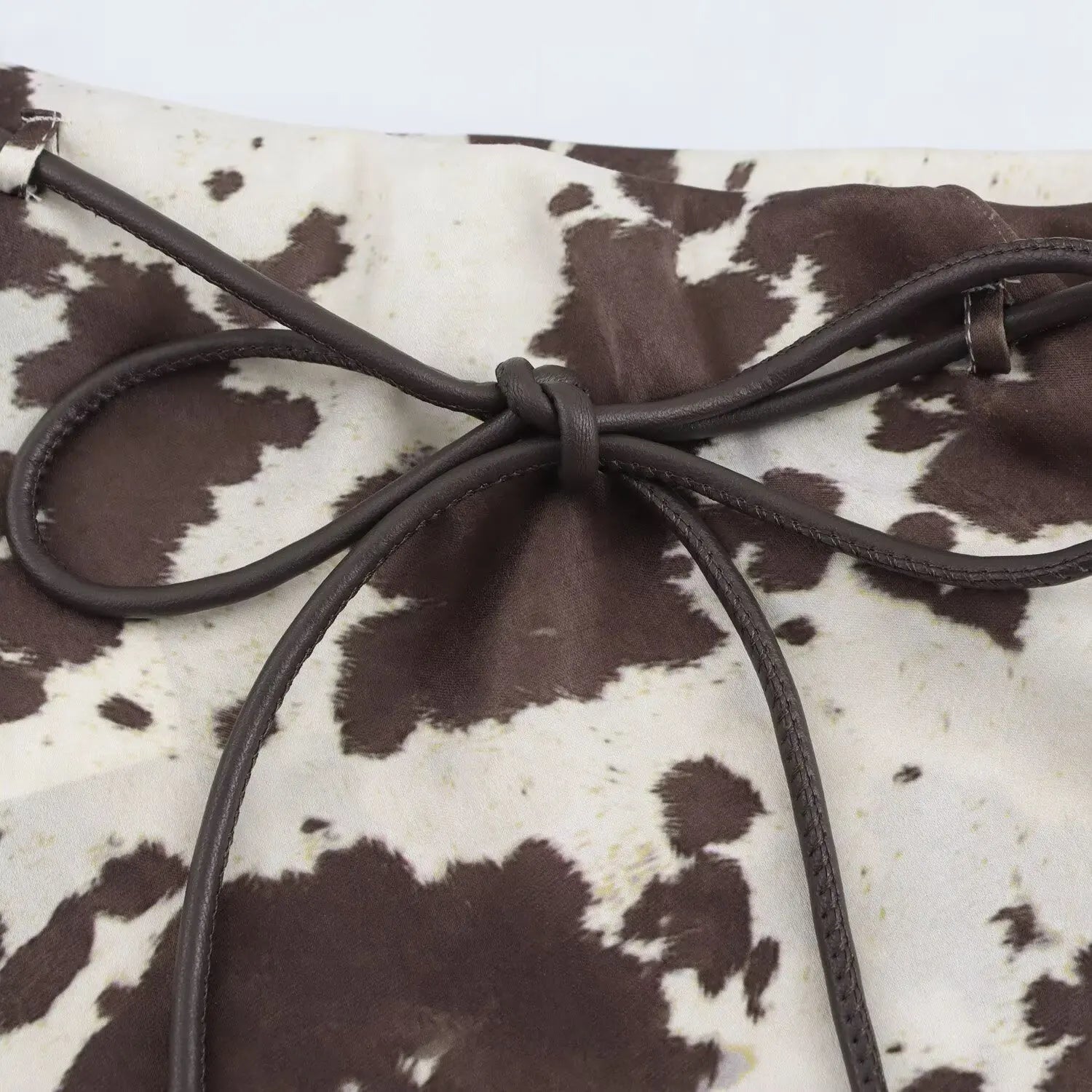 Brown Printed Casual Shirt and High Waist Drawstring Belt Satin Midi Skirt Matching Set for Women Spring Fashion Skirts Suit