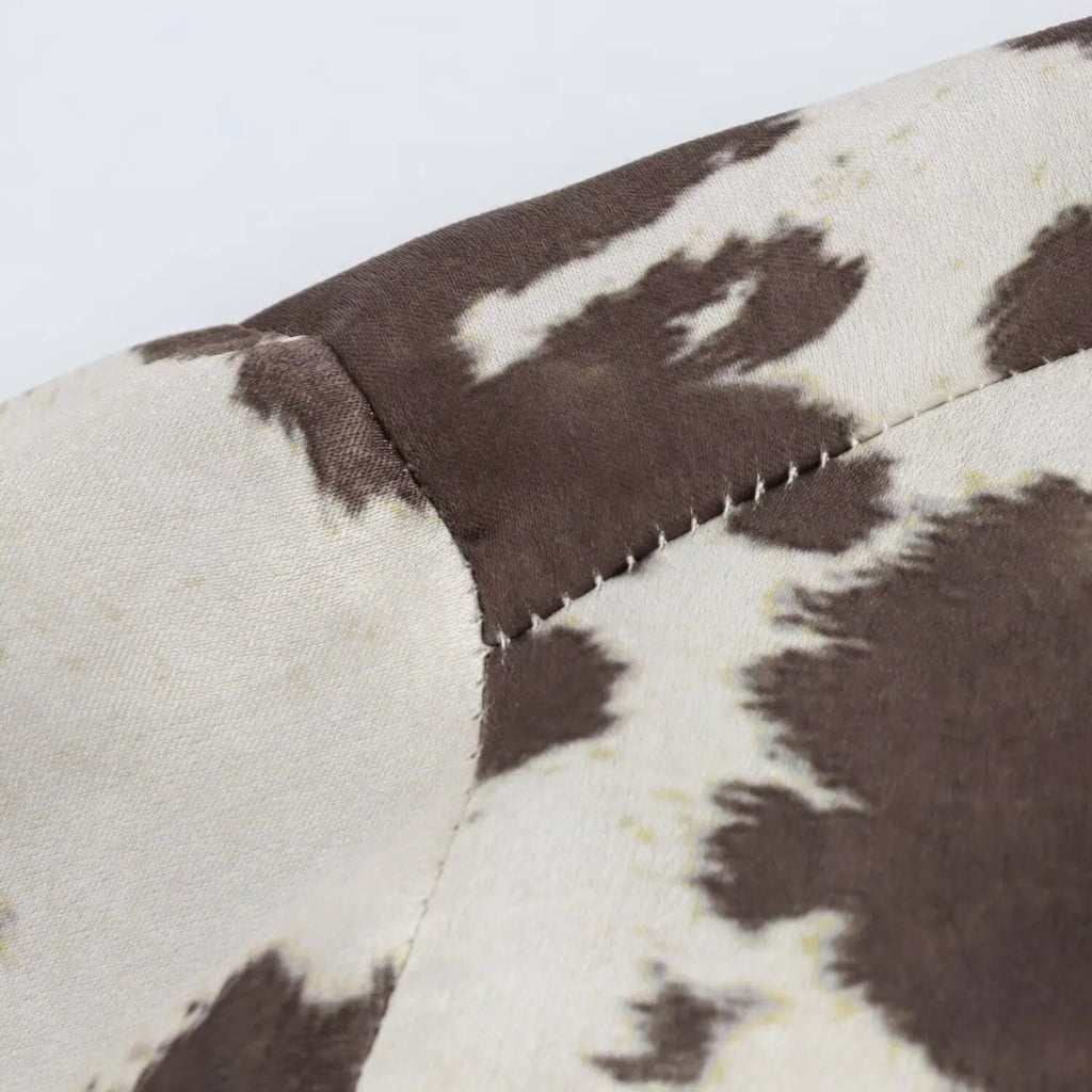 Brown Printed Casual Shirt and High Waist Drawstring Belt Satin Midi Skirt Matching Set for Women Spring Fashion Skirts Suit