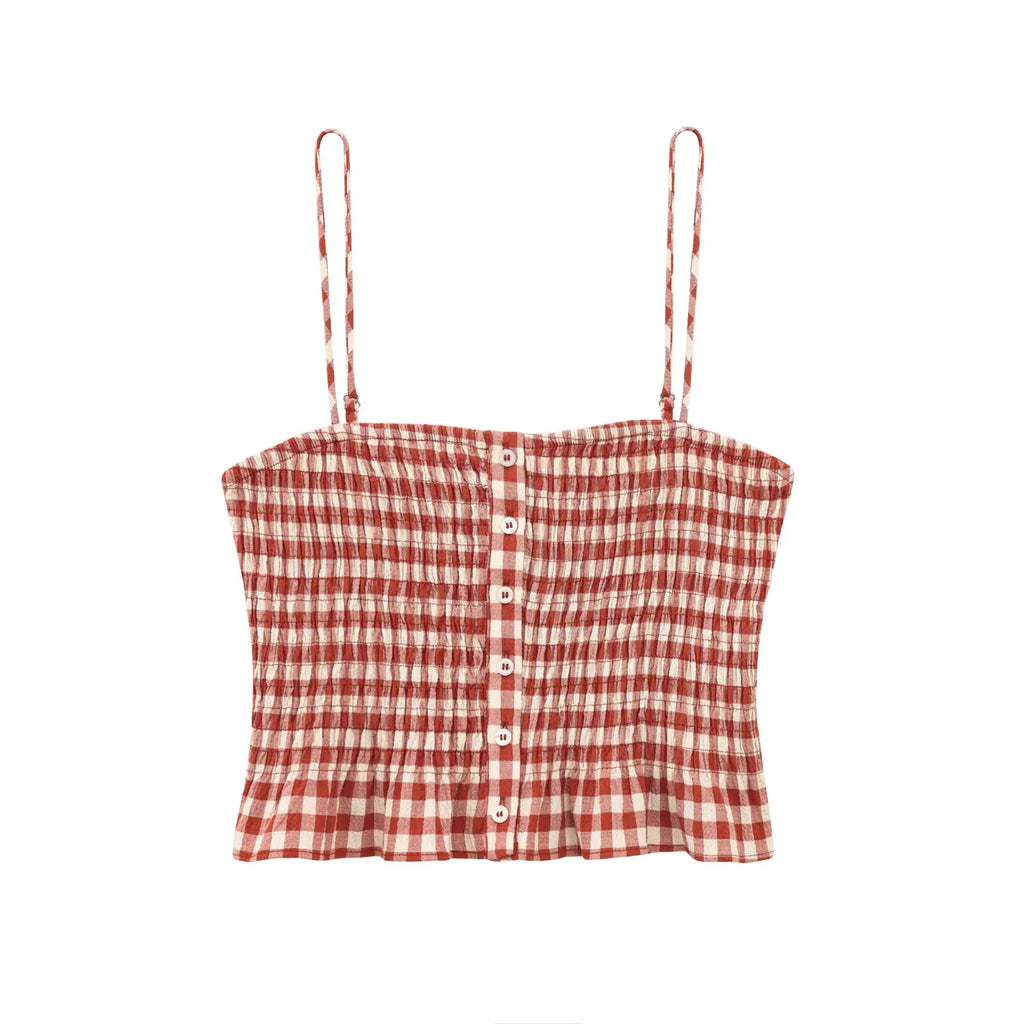 Women Pink Plaid Two-Piece Set Strapless Sling Crop Top with Elastic Waist A-Line Long Skirt Casual Loose Fit Beach Holiday Outfit