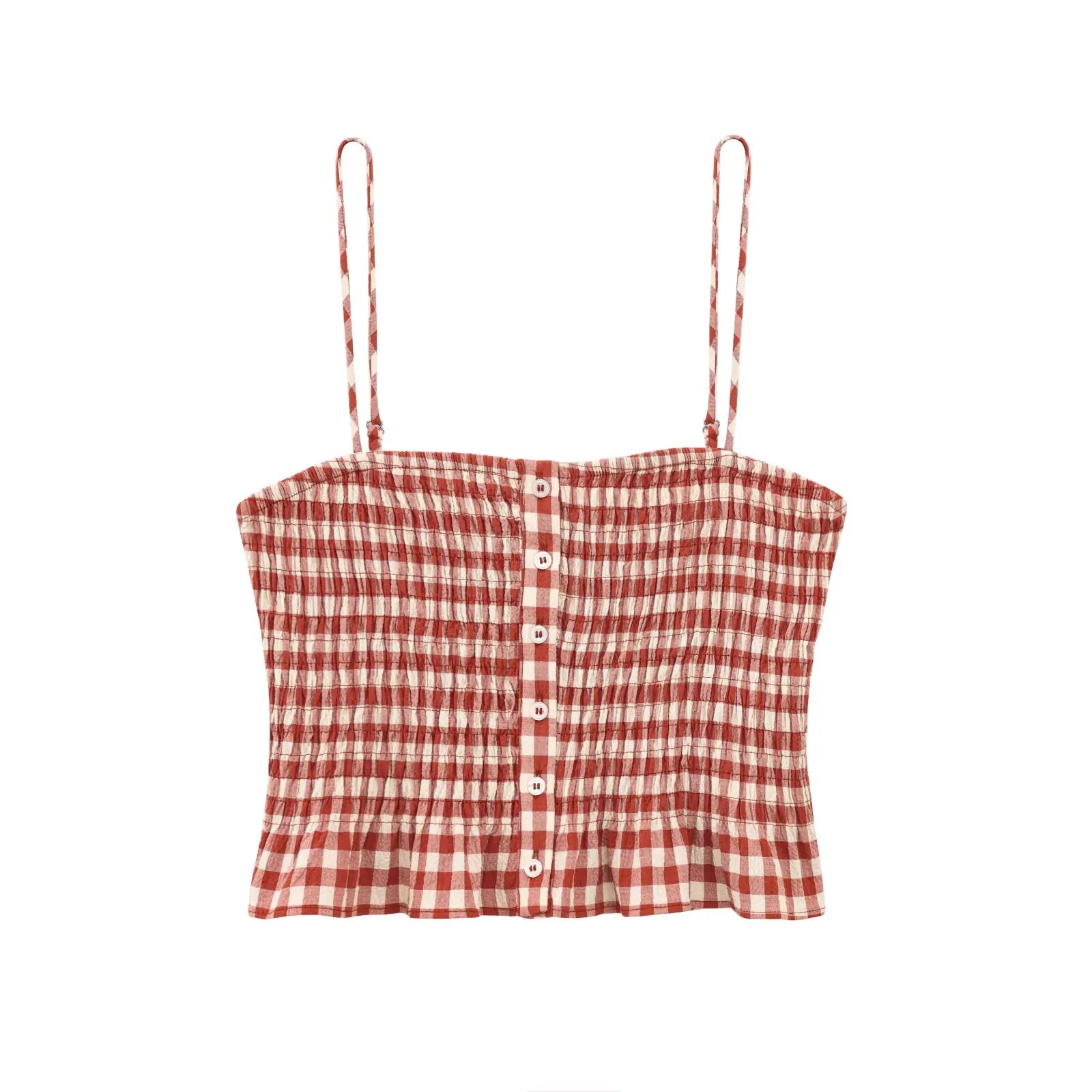 Women Pink Plaid Two-Piece Set Strapless Sling Crop Top with Elastic Waist A-Line Long Skirt Casual Loose Fit Beach Holiday Outfit