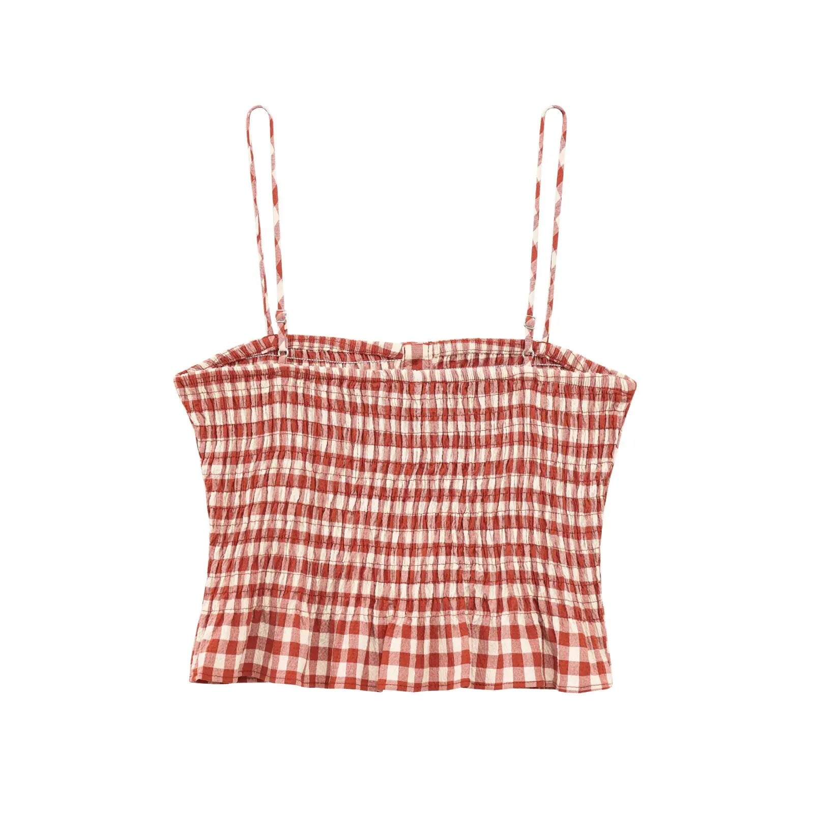 Women Pink Plaid Two-Piece Set Strapless Sling Crop Top with Elastic Waist A-Line Long Skirt Casual Loose Fit Beach Holiday Outfit