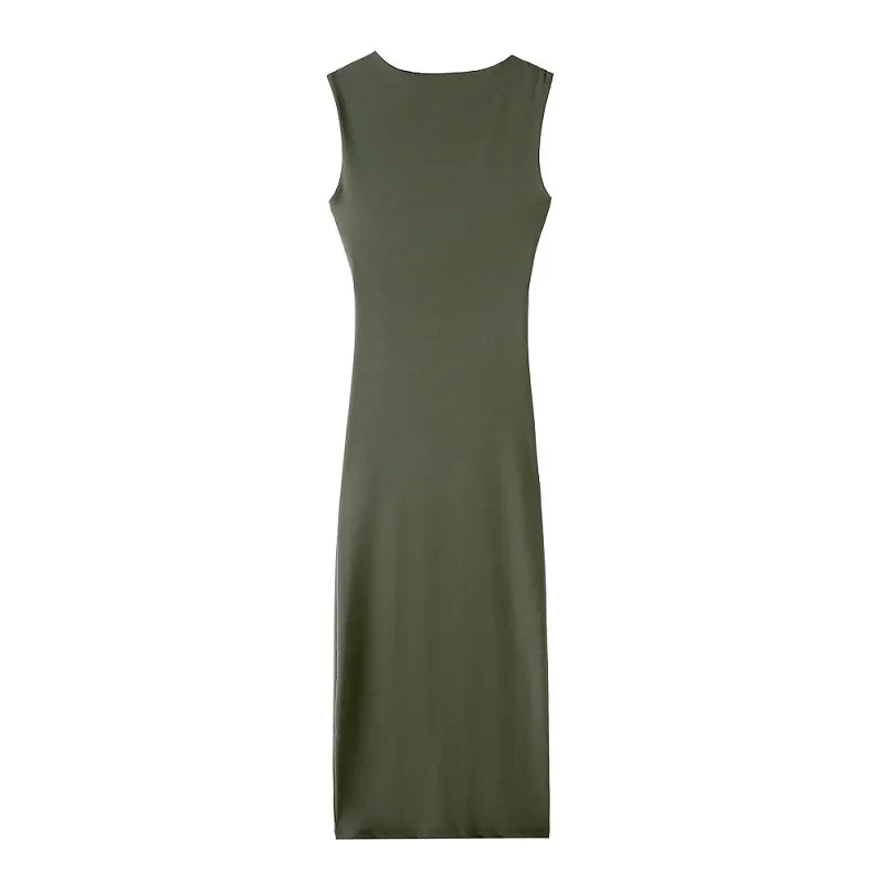 Elegant Black Pleated Maxi Dress for Women Sleeveless Midi Dress with Draped Design Perfect for Summer Beach Holidays