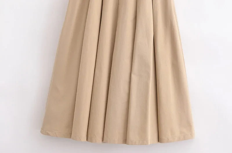 Elegant Woman's Pleated Midi Dress with Belt and Sleeveless Design for Summer and Party Wear