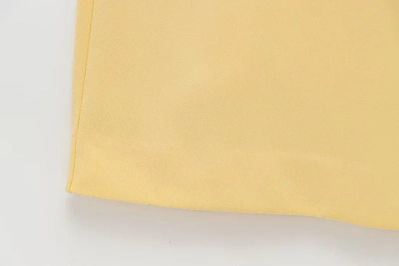 Yellow Draped Asymmetric Maxi Dress for Women Sleeveless Party Beach Summer Dress with Pleats