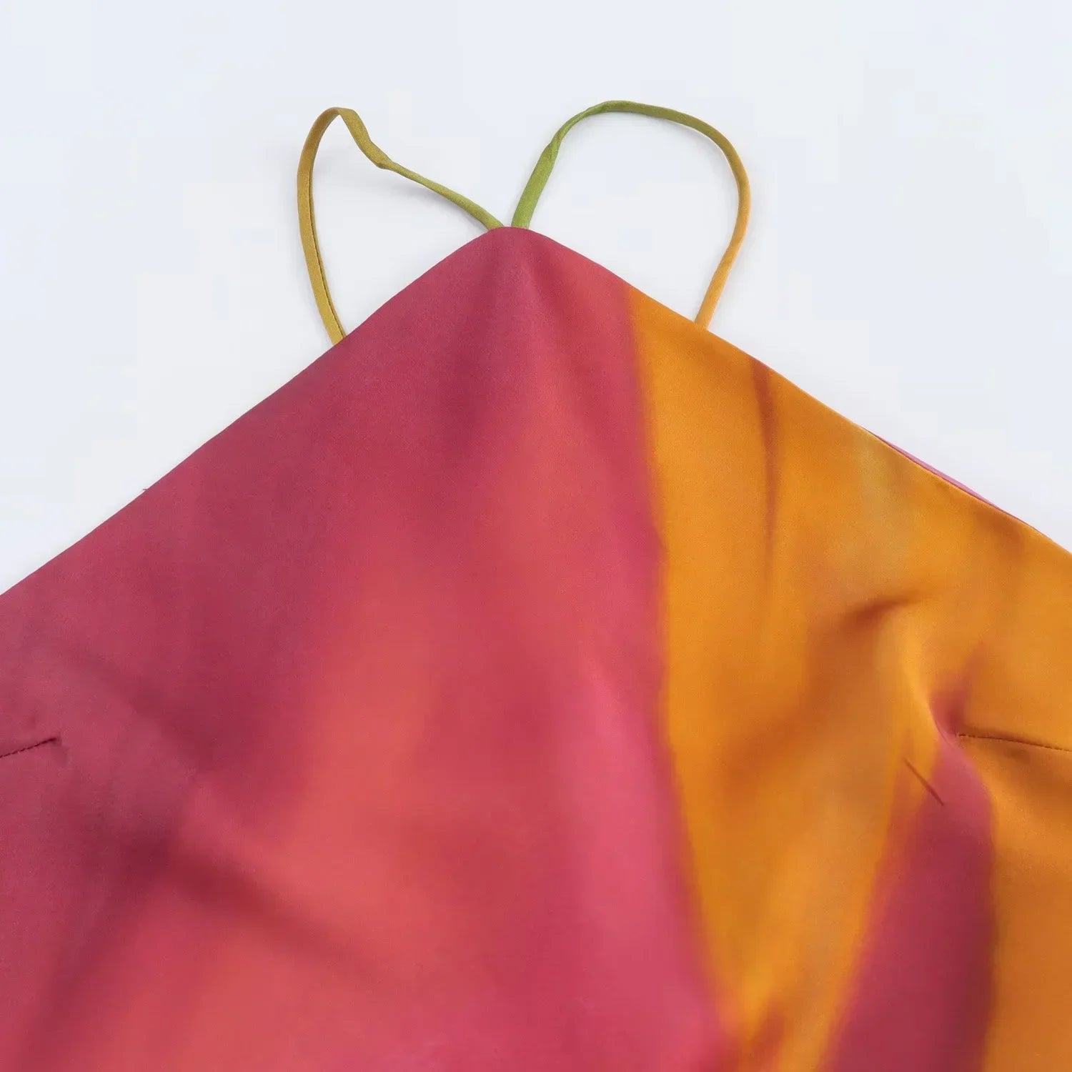 Vivid Print Halter Midi Dress for Women Long Tie Dye Satin Backless Summer Dress Elegant Holiday Wear