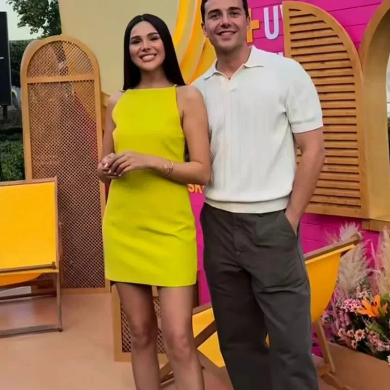 Elegant Off Shoulder Halter Mini Dress for Women with Bright Red and Classic Blue Options, Perfect for Summer Parties and Casual Wear