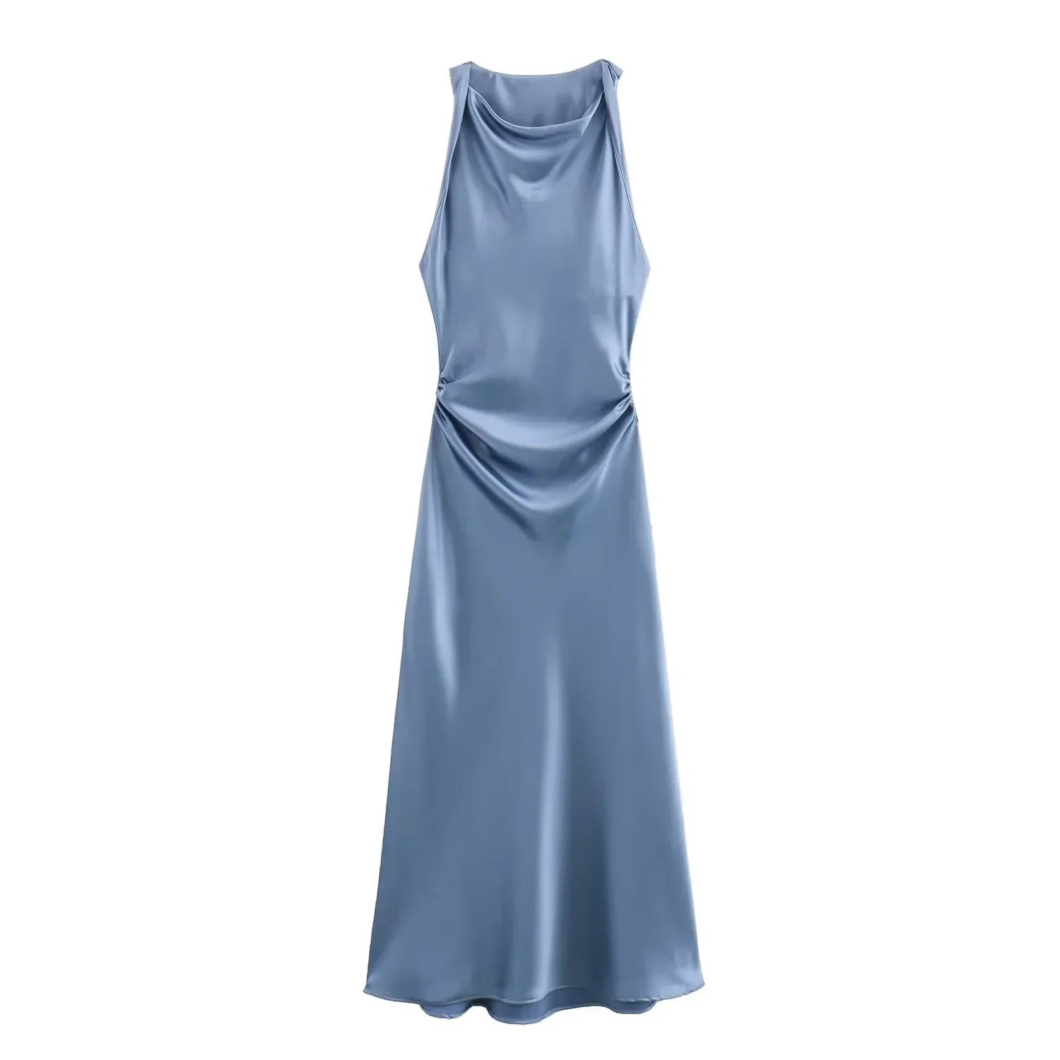 Elegant Satin Long Dress for Women Summer Slip Midi Dress Sleeveless Evening Party Dress Sophisticated Female Evening Wear