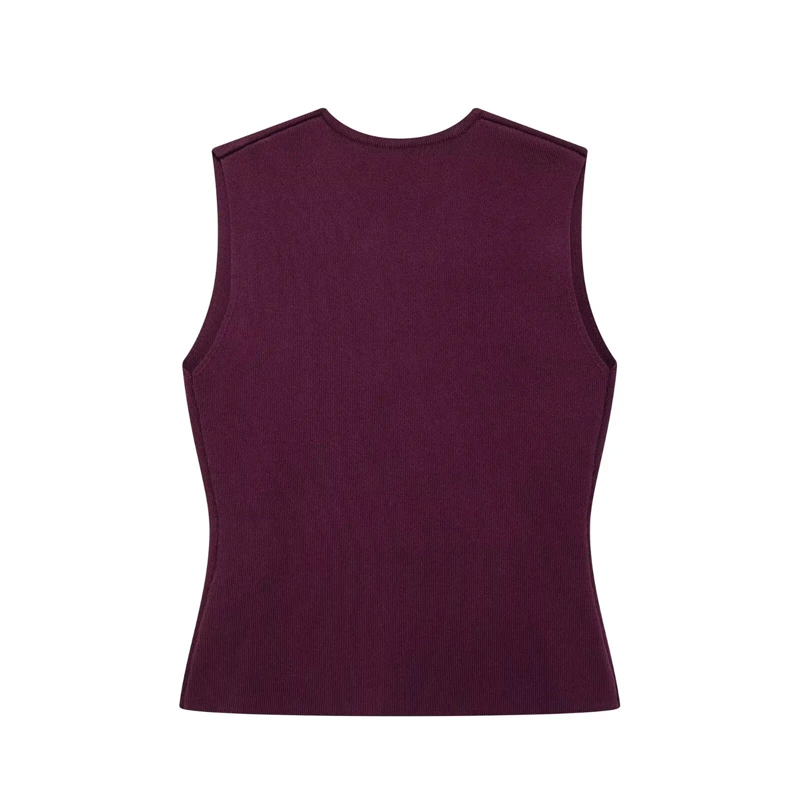 Women Two Piece Knit Vest and Side Zipper Midi Skirt Set Sleeveless V Neck Button Detail Stylish High Street Outfit for Ladies