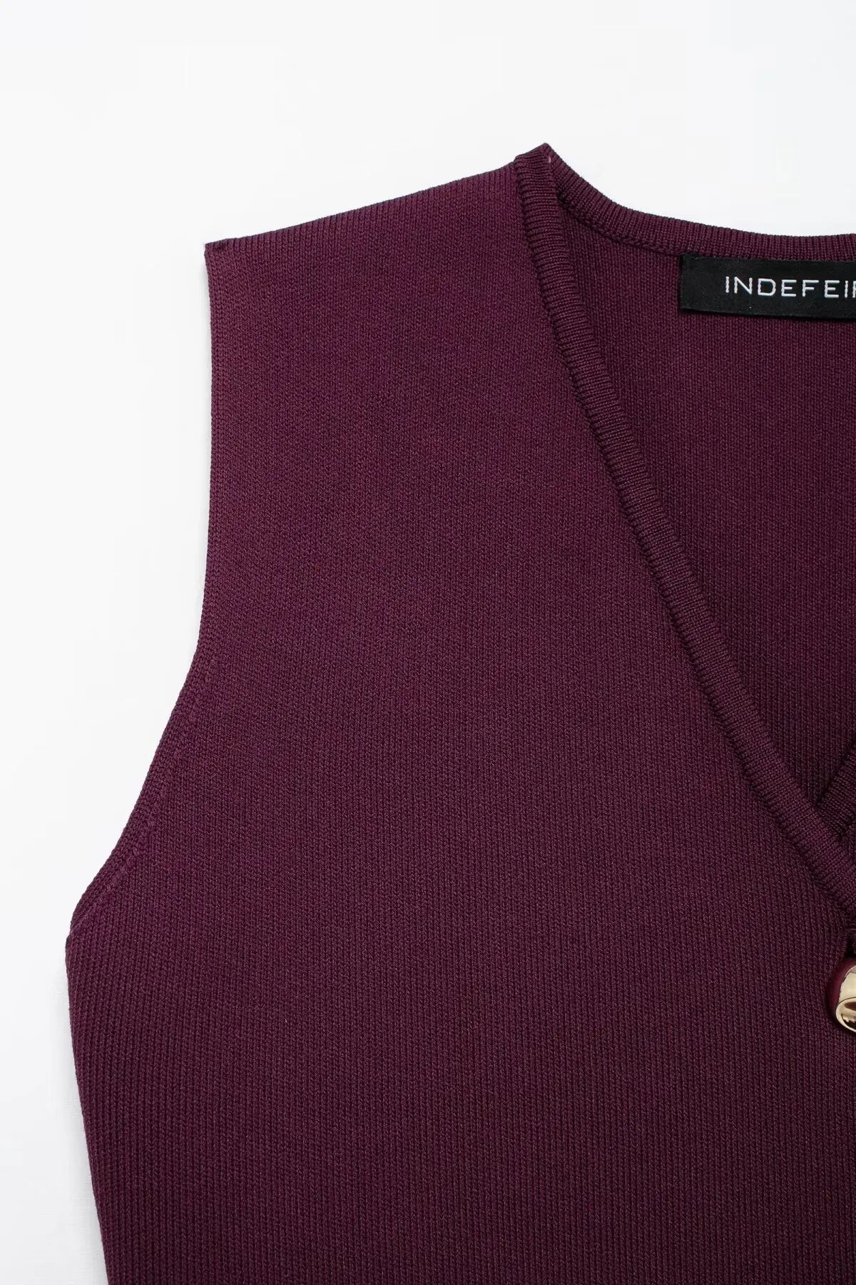 Women Two Piece Knit Vest and Side Zipper Midi Skirt Set Sleeveless V Neck Button Detail Stylish High Street Outfit for Ladies