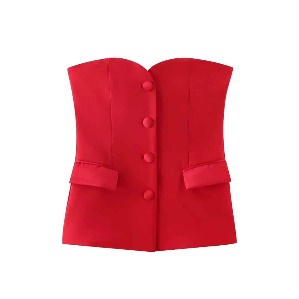 Elegant Two-Piece Women's Outfit Featuring Unique Tight Bra Shorts and Slim High Waist Skirt with Stylish Flip Spliced Tube Corset Top