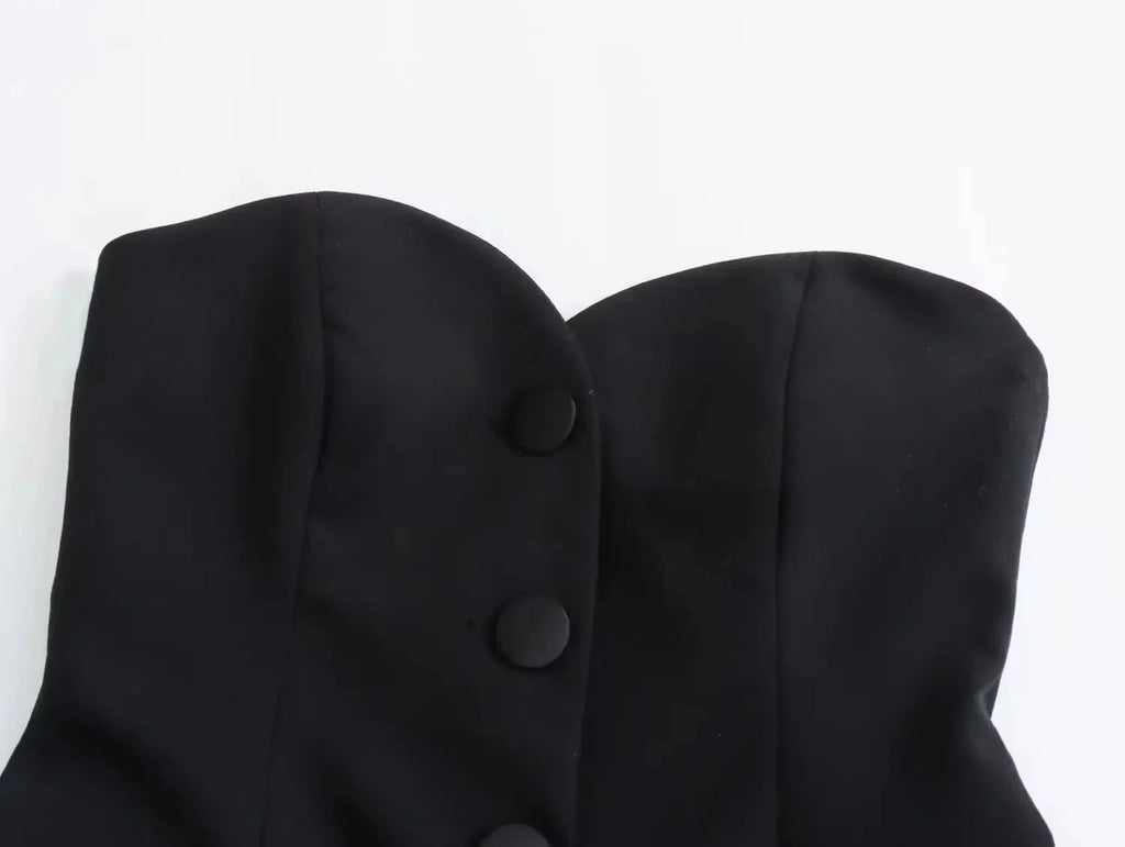 Elegant Two-Piece Women's Outfit Featuring Unique Tight Bra Shorts and Slim High Waist Skirt with Stylish Flip Spliced Tube Corset Top