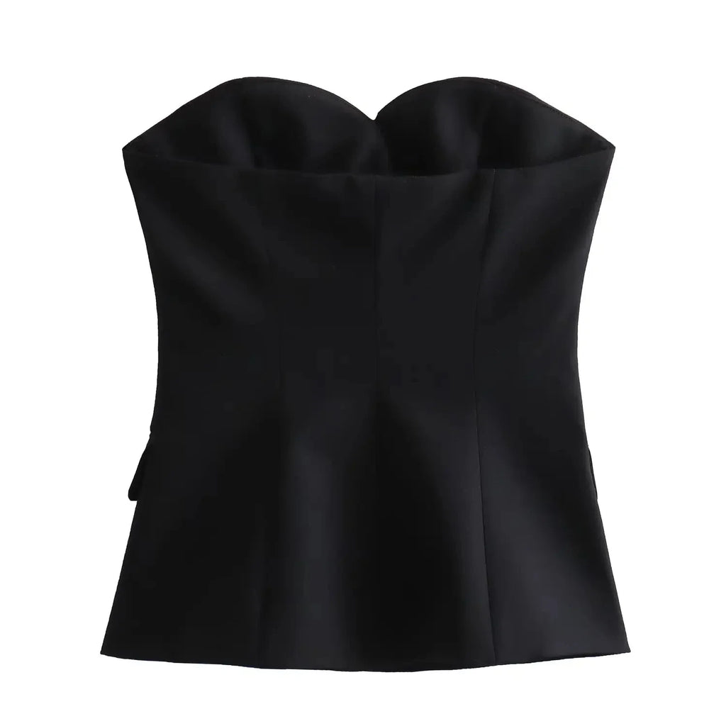 Elegant Two-Piece Women's Outfit Featuring Unique Tight Bra Shorts and Slim High Waist Skirt with Stylish Flip Spliced Tube Corset Top