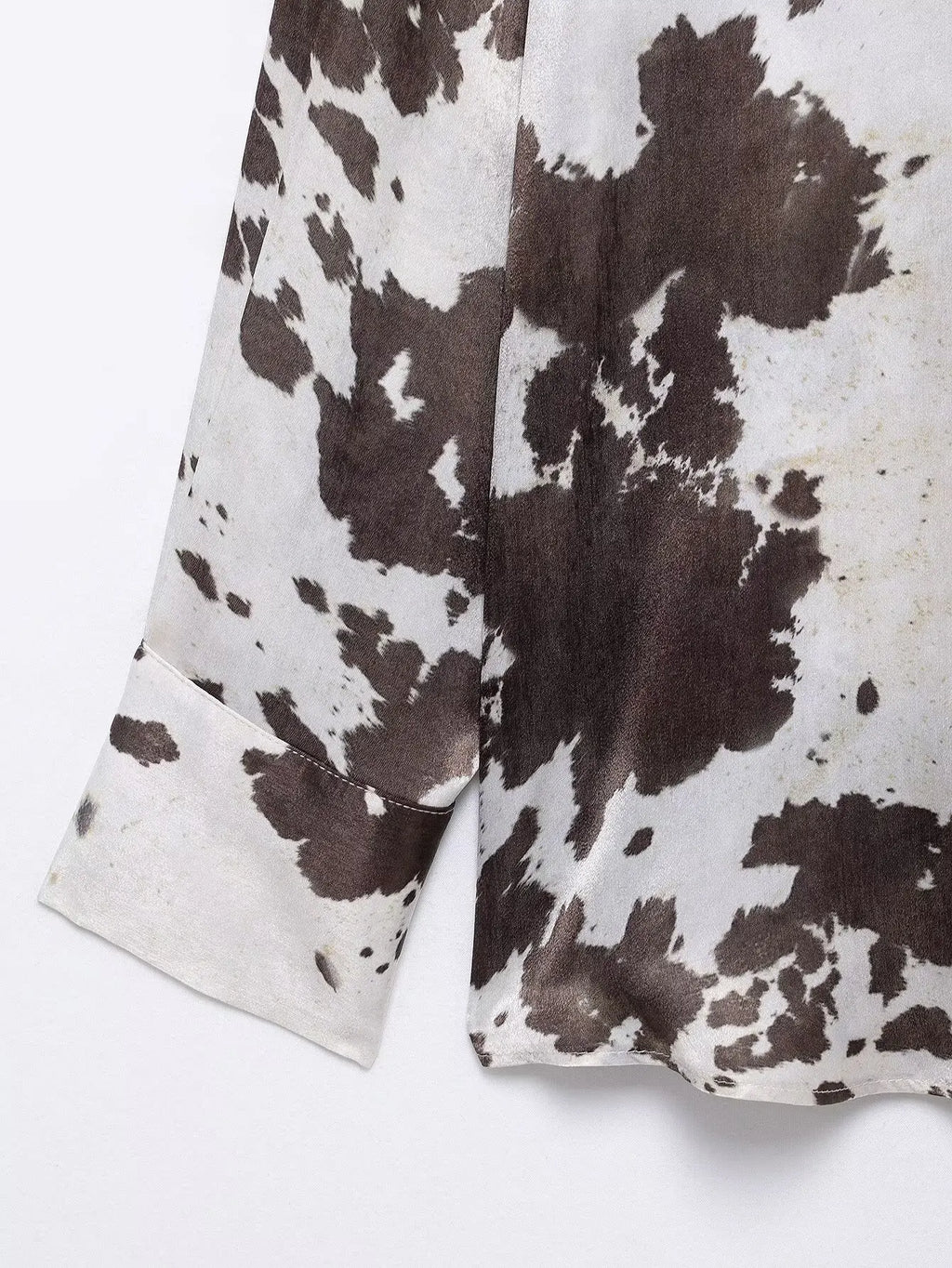 Women's Animal Print Silk Satin Midi Skirt and Casual Long-Sleeve Single-Breasted Blouse Two-Piece Set