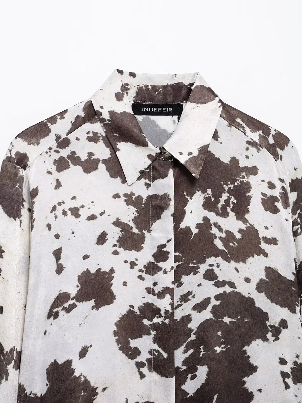 Women's Animal Print Silk Satin Midi Skirt and Casual Long-Sleeve Single-Breasted Blouse Two-Piece Set