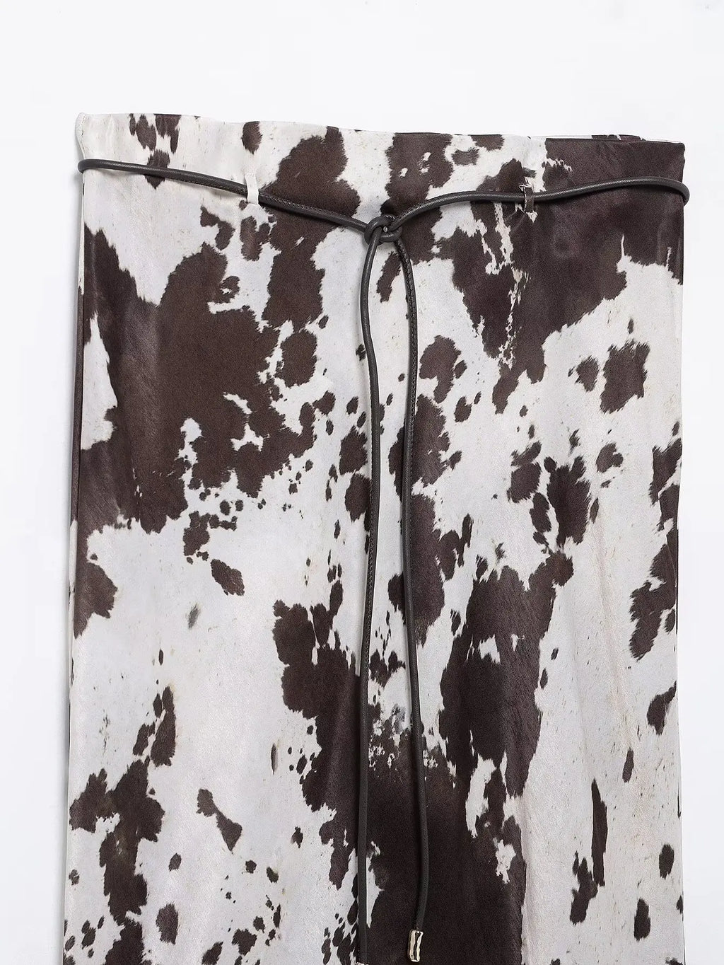 Women's Animal Print Silk Satin Midi Skirt and Casual Long-Sleeve Single-Breasted Blouse Two-Piece Set