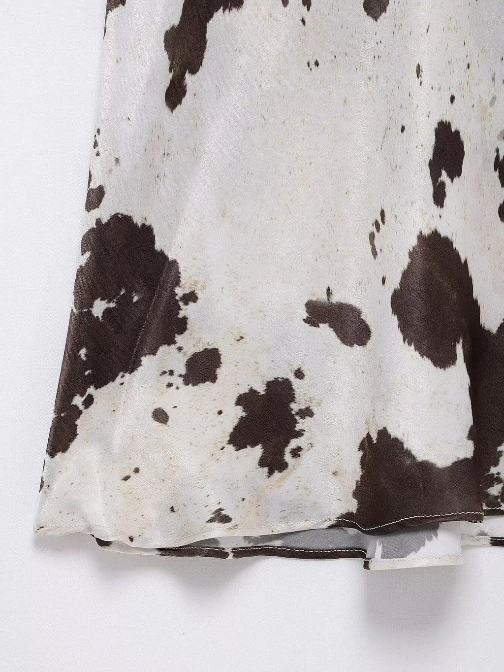 Women's Animal Print Silk Satin Midi Skirt and Casual Long-Sleeve Single-Breasted Blouse Two-Piece Set