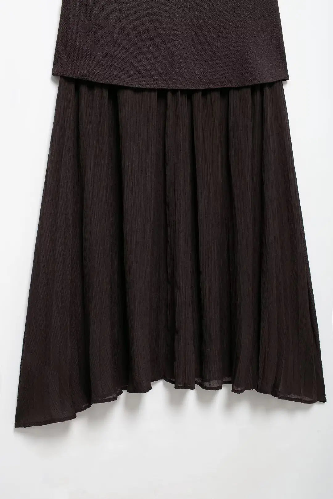 Elegant Women Brown Vest and Pleated Midi Skirt Set Chic Spring Summer Fashion in Beige and Wine Red