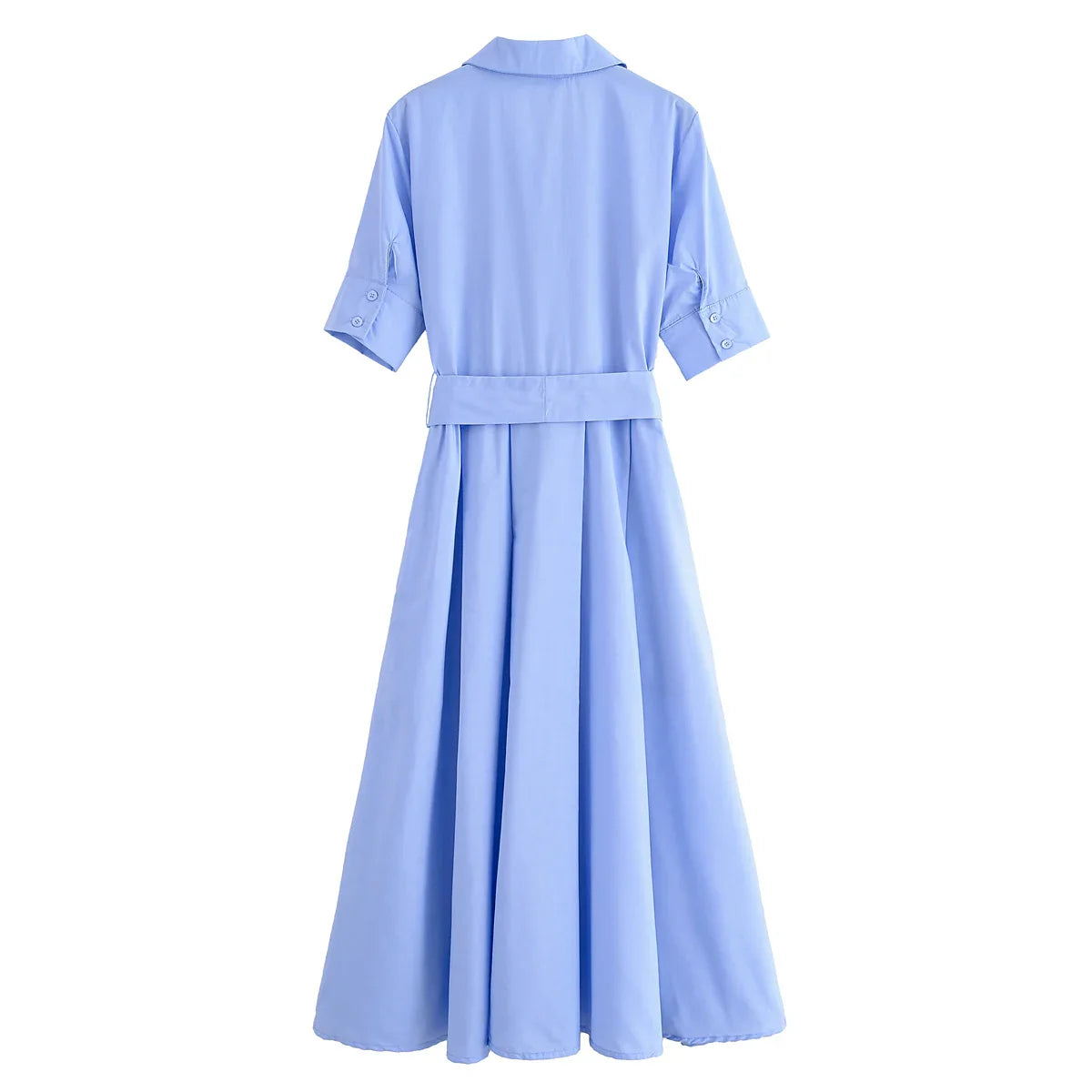 Women's Romantic Red Belted Dress with Lapel Pockets Long Dress for Spring and Summer Elegant Casual Holiday Wear