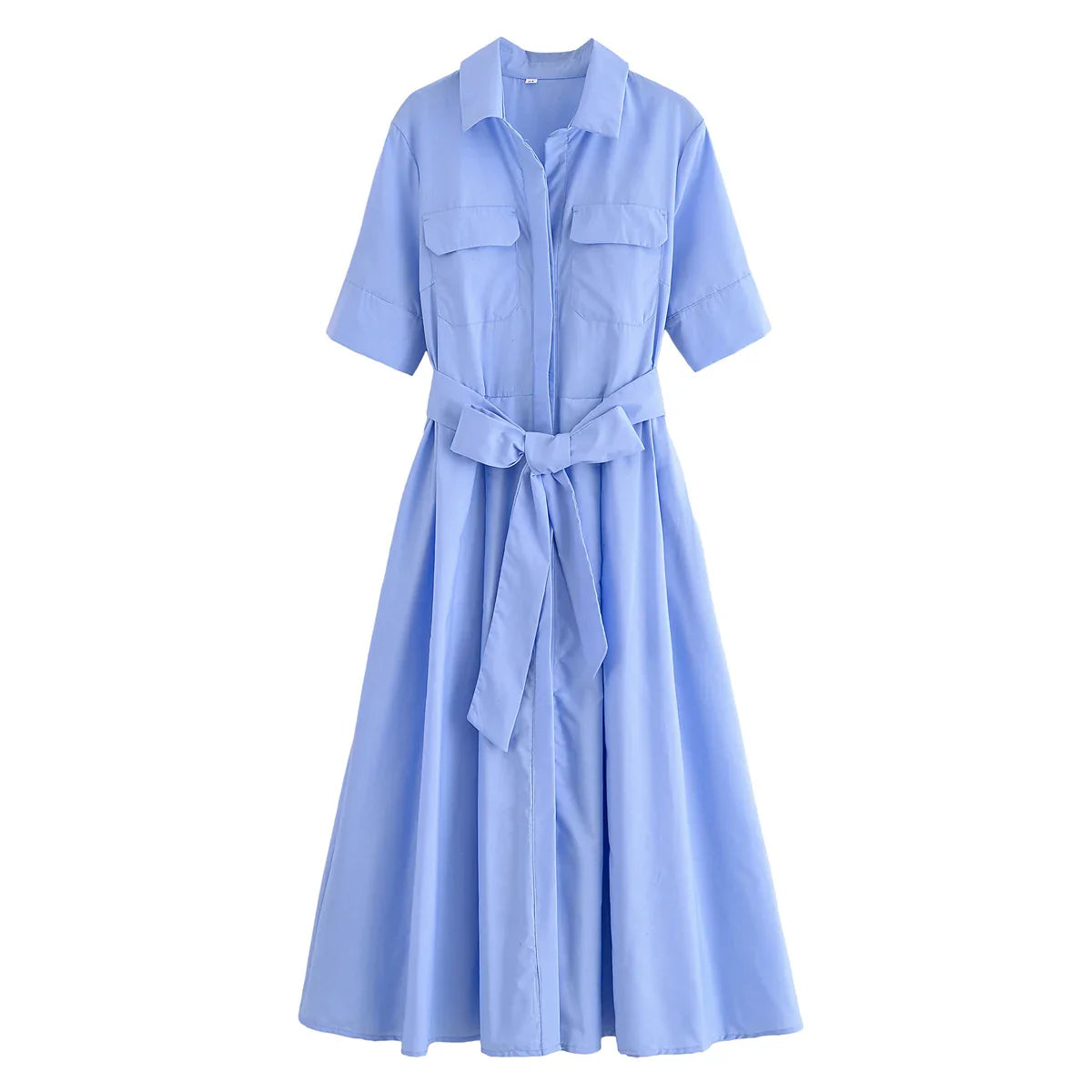 Women's Romantic Red Belted Dress with Lapel Pockets Long Dress for Spring and Summer Elegant Casual Holiday Wear