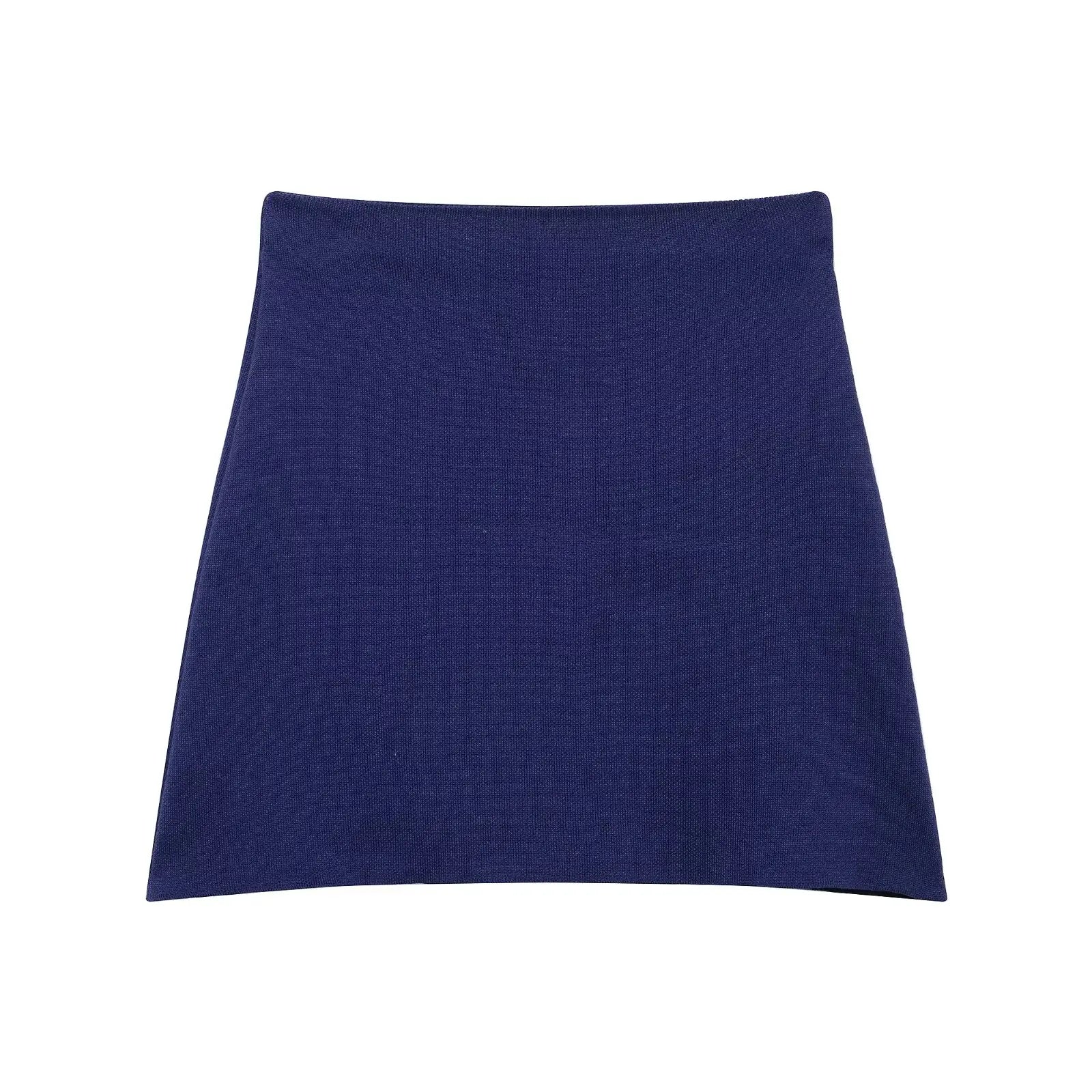 Casual Blue Knitted Women Sweater Set Long Sleeve O Neck Cardigan with Sheath Mini Skirt Stylish Spring Summer Outfit