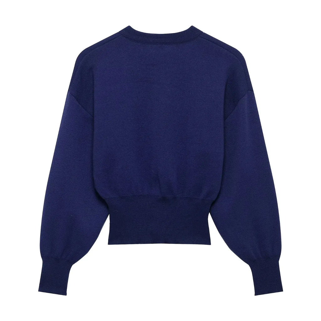 Casual Blue Knitted Women Sweater Set Long Sleeve O Neck Cardigan with Sheath Mini Skirt Stylish Spring Summer Outfit