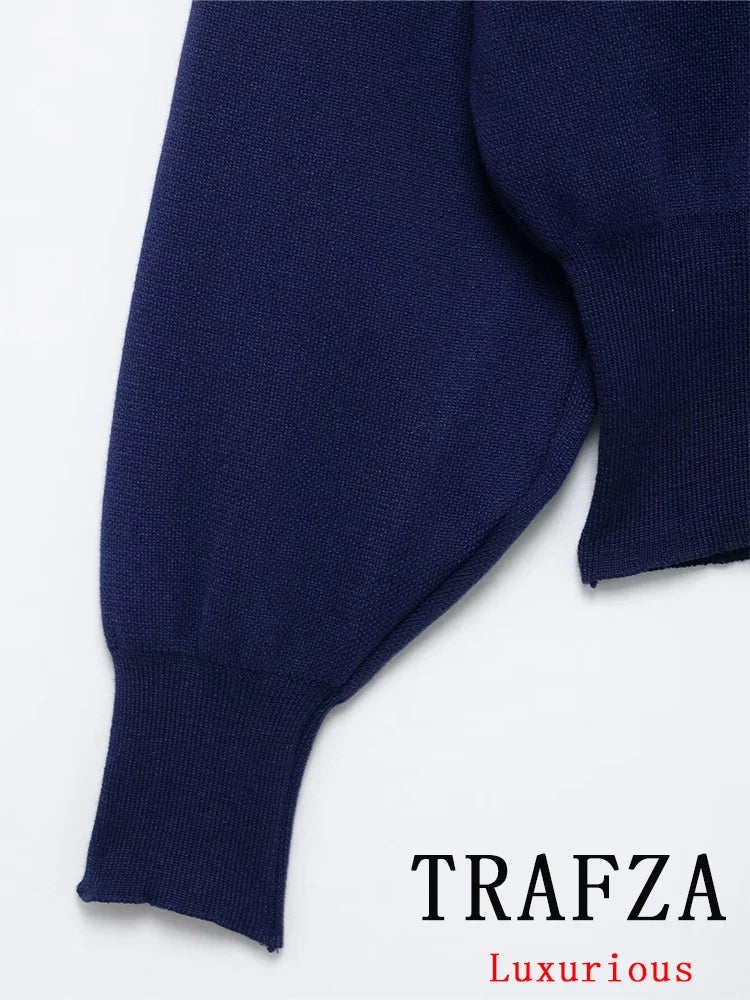 Casual Blue Knitted Women Sweater Set Long Sleeve O Neck Cardigan with Sheath Mini Skirt Stylish Spring Summer Outfit