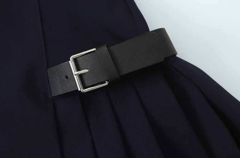 Chic Pleated Mini Dress for Women with Side Loops and Halter Neck Elegant Back Zipper Stylish Female Dress