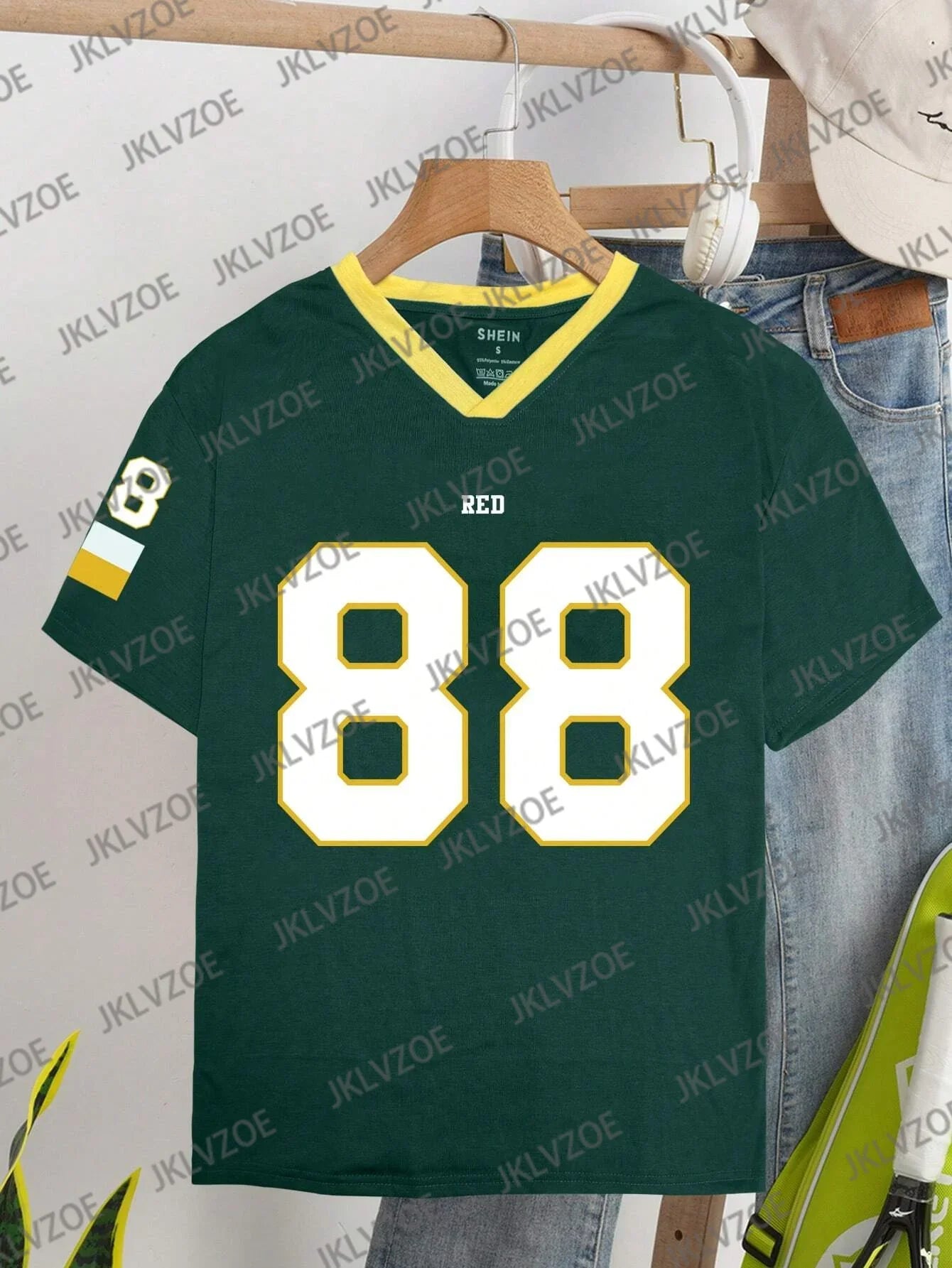 Summer Women's Oversized Red V-Neck T-Shirt Number 88 Short Sleeve Casual Sporty 3D Print Streetwear Top