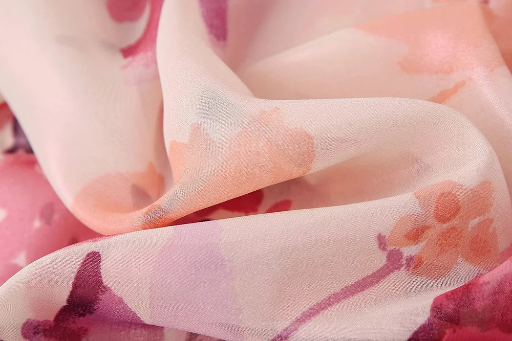 Women's Two Piece Floral Print Long Sleeve Single Breasted Casual Shirt Top and High Waist A-Line Pleated Skirt Set