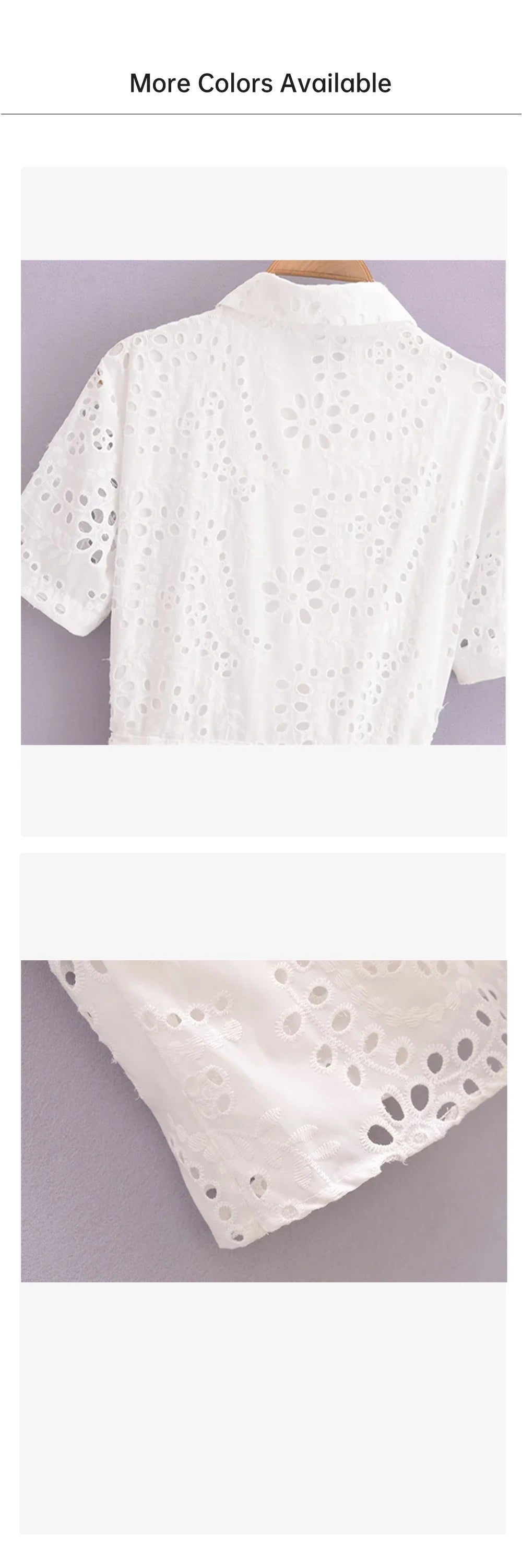 Casual Women's Hollow Embroidered Shirt Dress with Long and Short Sleeves for Summer Fashion